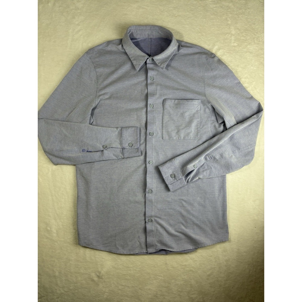 Lululemon Shirt Mens Medium Gray Blue Commission Performance Dress Career Preppy
